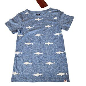 Appaman boy sz 7 blue t shirt sharks fish pattern New